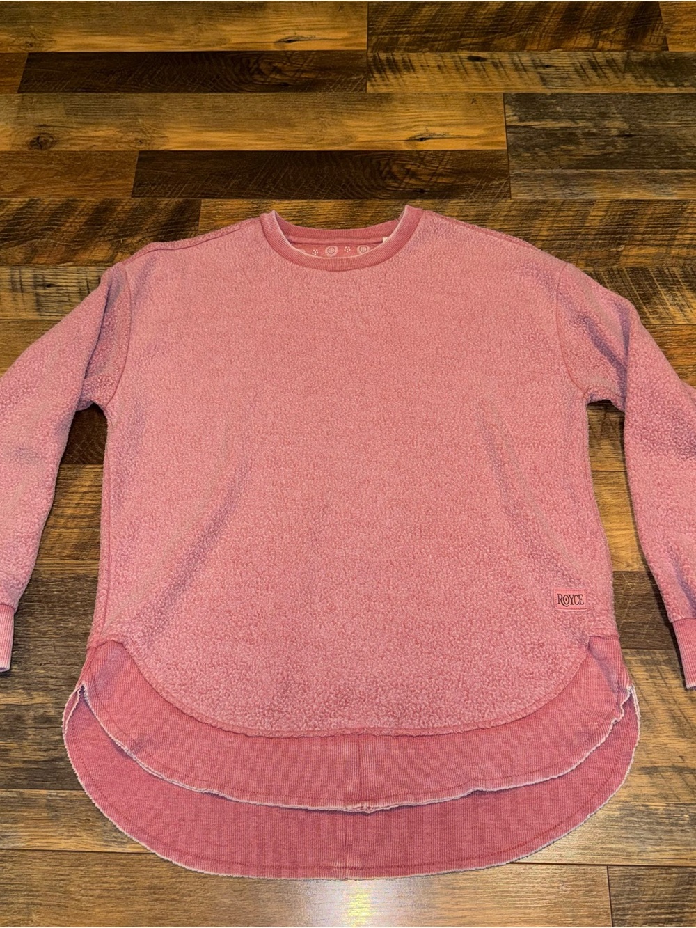 Royce Women's Pink Layered-Hem Crewneck Sweatshirt